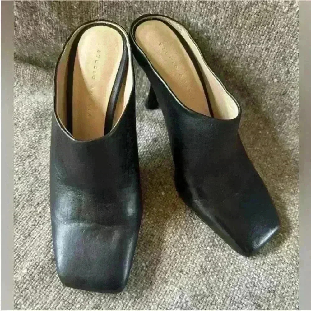Studio Amelia “Chisel 90 Mule" In Black Leather Size 38 Or Us Size 8 Euc! — image 6 of 8